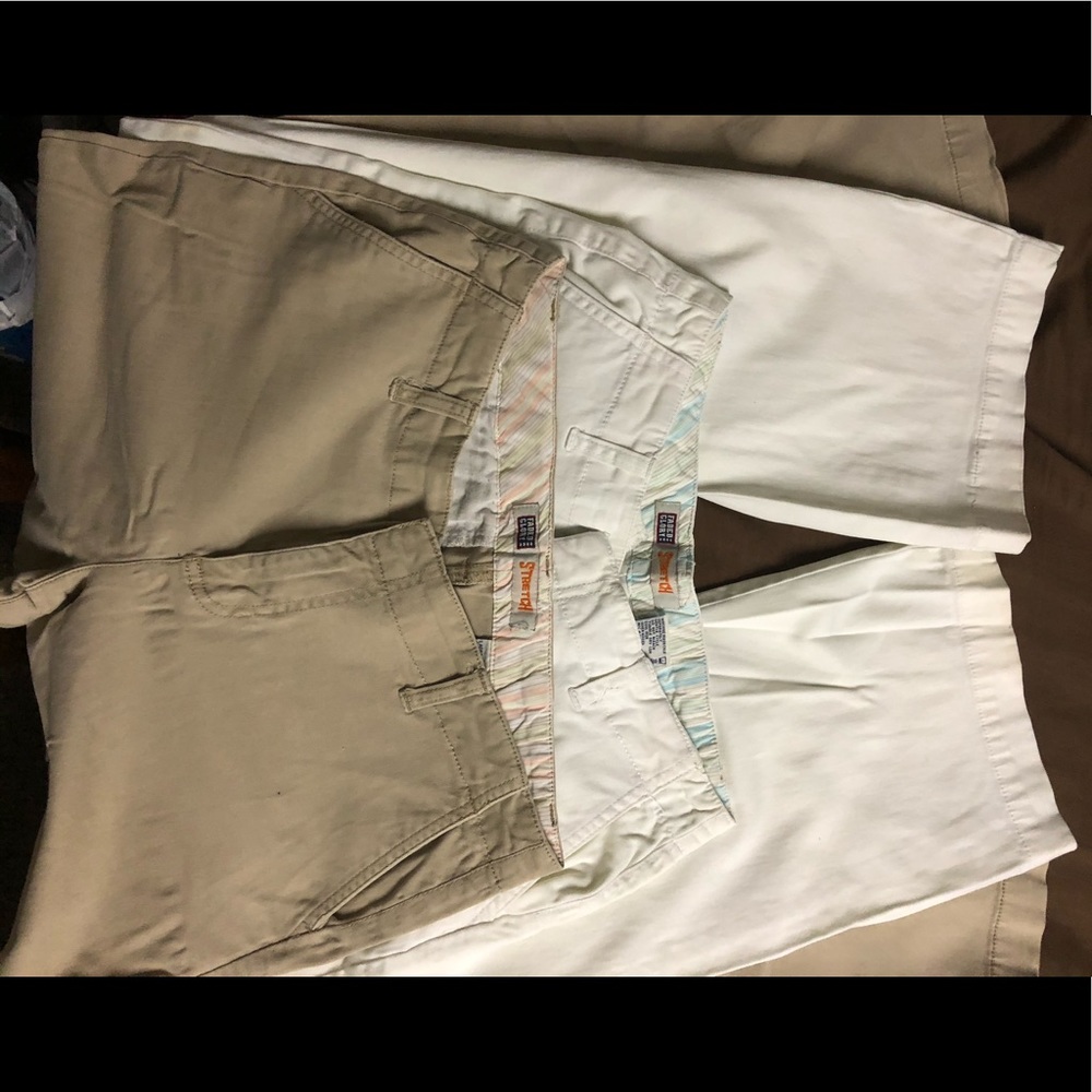 Faded Glory Khaki & White Cotton (98%) dress pants